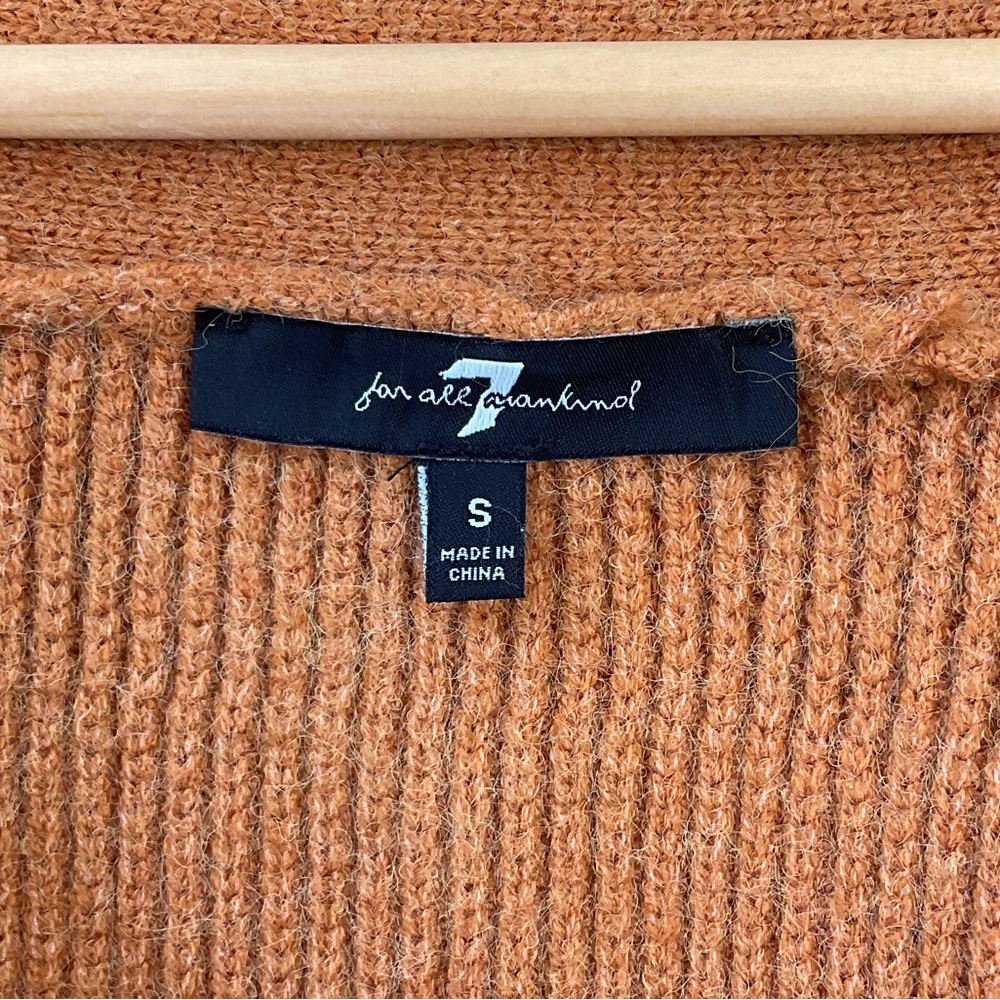7 For All Mankind Rust Brown Button-Front Cropped Cardigan - Picture 4 of 7